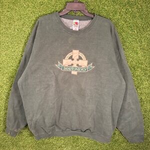 Fruit of the Loom Vintage Ireland Celtic Cross Sweatshirt Green XXL